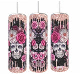 Glitter Rose Skull Tumbler