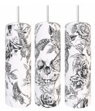 B&W Butterfly Skull Tumbler