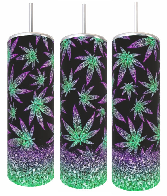 Green & Purple Leaf Tumbler