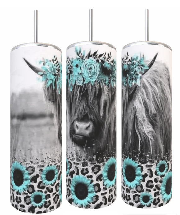 Blue flower cow tumbler