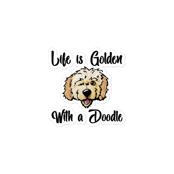 Life is Golden with a doodle Bubble-free stickers