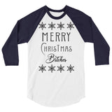 Merry Christmas B 3/4 sleeve raglan Women's Christmas shirt