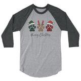 Paw Christmas 3/4 sleeve raglan Women's Christmas Shirt