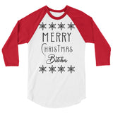 Merry Christmas B 3/4 sleeve raglan Women's Christmas shirt