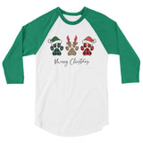 Paw Christmas 3/4 sleeve raglan Women's Christmas Shirt