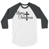 Merry CHIRSTmas 3/4 sleeve raglan Women's Christmas shirt