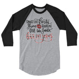 Love like Jesus 3/4 sleeve raglan Women's Christmas Shirt