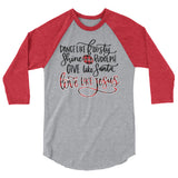 Love like Jesus 3/4 sleeve raglan Women's Christmas Shirt