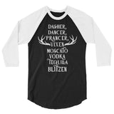 Reindeer and Alcohol 3/4 sleeve raglan Women's Christmas shirt