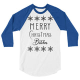 Merry Christmas B 3/4 sleeve raglan Women's Christmas shirt
