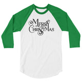 Merry Christmas 3/4 sleeve raglan Women's Christmas shirt