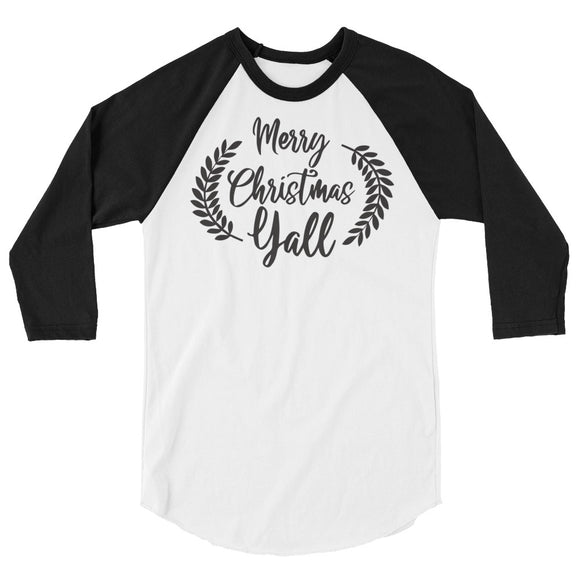 Merry Christmas yall 3/4 sleeve raglan Women's Christmas shirt