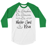 On Dasher, On Dancer 3/4 sleeve raglan Women's Christmas shirt