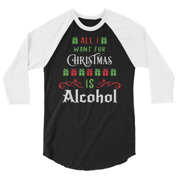 All I want for Christmas 3/4 sleeve raglan Women's Christmas shirt