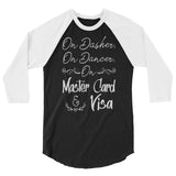 On Dasher, On Dancer 3/4 sleeve raglan Women's Christmas shirt