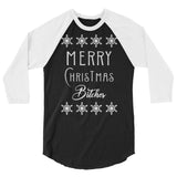 Merry Christmas B 3/4 sleeve raglan Women's Christmas shirt