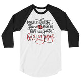 Love like Jesus 3/4 sleeve raglan Women's Christmas Shirt