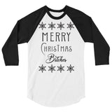 Merry Christmas B 3/4 sleeve raglan Women's Christmas shirt