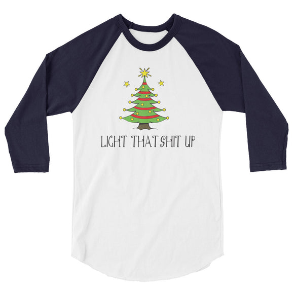 Light it up 3/4 sleeve raglan Women's Christmas shirt