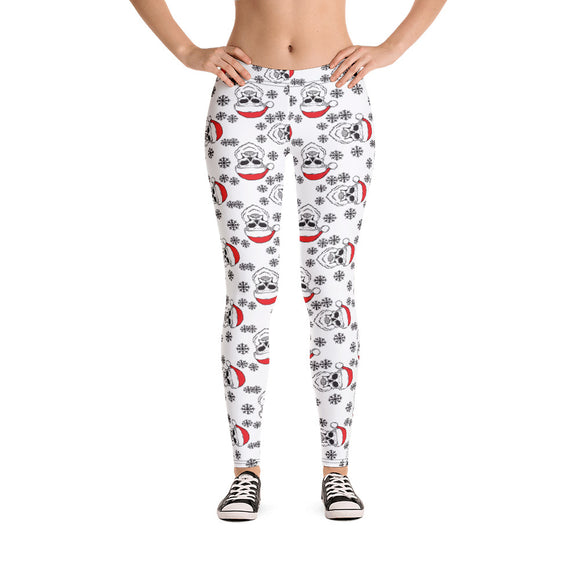 Snowflake Skull Santa Christmas Leggins