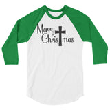 Merry CHIRSTmas 3/4 sleeve raglan Women's Christmas shirt