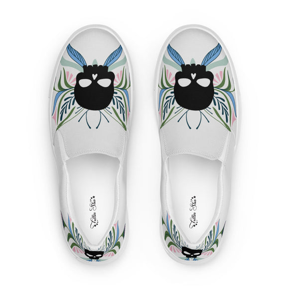 Skull Bloom Women’s slip-on canvas shoes